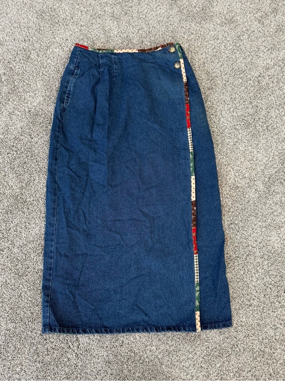 Vintage Susan Bristol Denim Wrap Midi Skirt Cotton Boho Cottage core Women’s 10